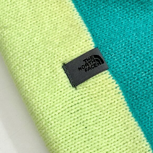 The North Face Unisex Reversible Beanie Hat Teal & Lime Acrylic One Size - Picture 3 of 6